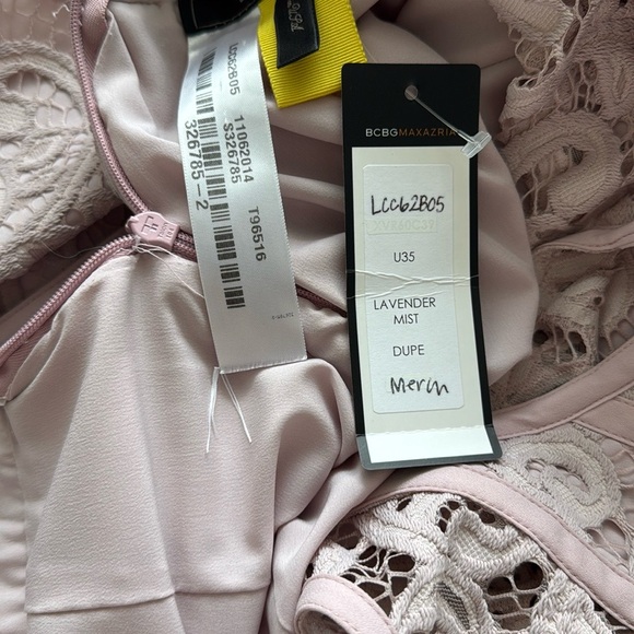 BCBGMaxAzria Hannah Lace Layered Mini Dress in Pink Mauve Lavendar shade - Picture 9 of 11